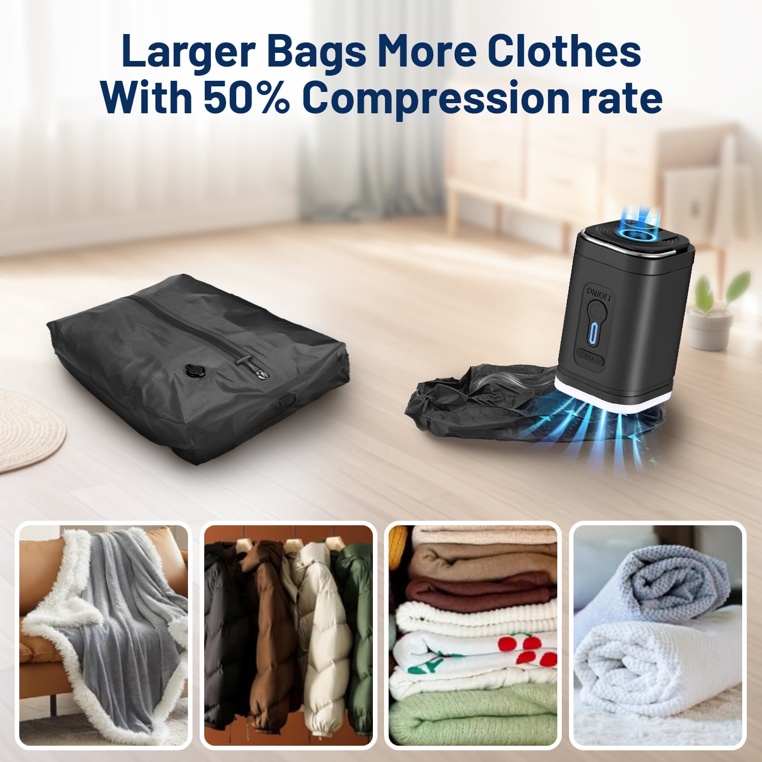 Vacuum Storage Bags for Travel with Wireless Pump, Adjustable Shoulder Strap,Reusable Vacuum Seal Backpack Travel,Suitcase, Yoga, Swim, Beach,Carry On Suitcases (1PCS)