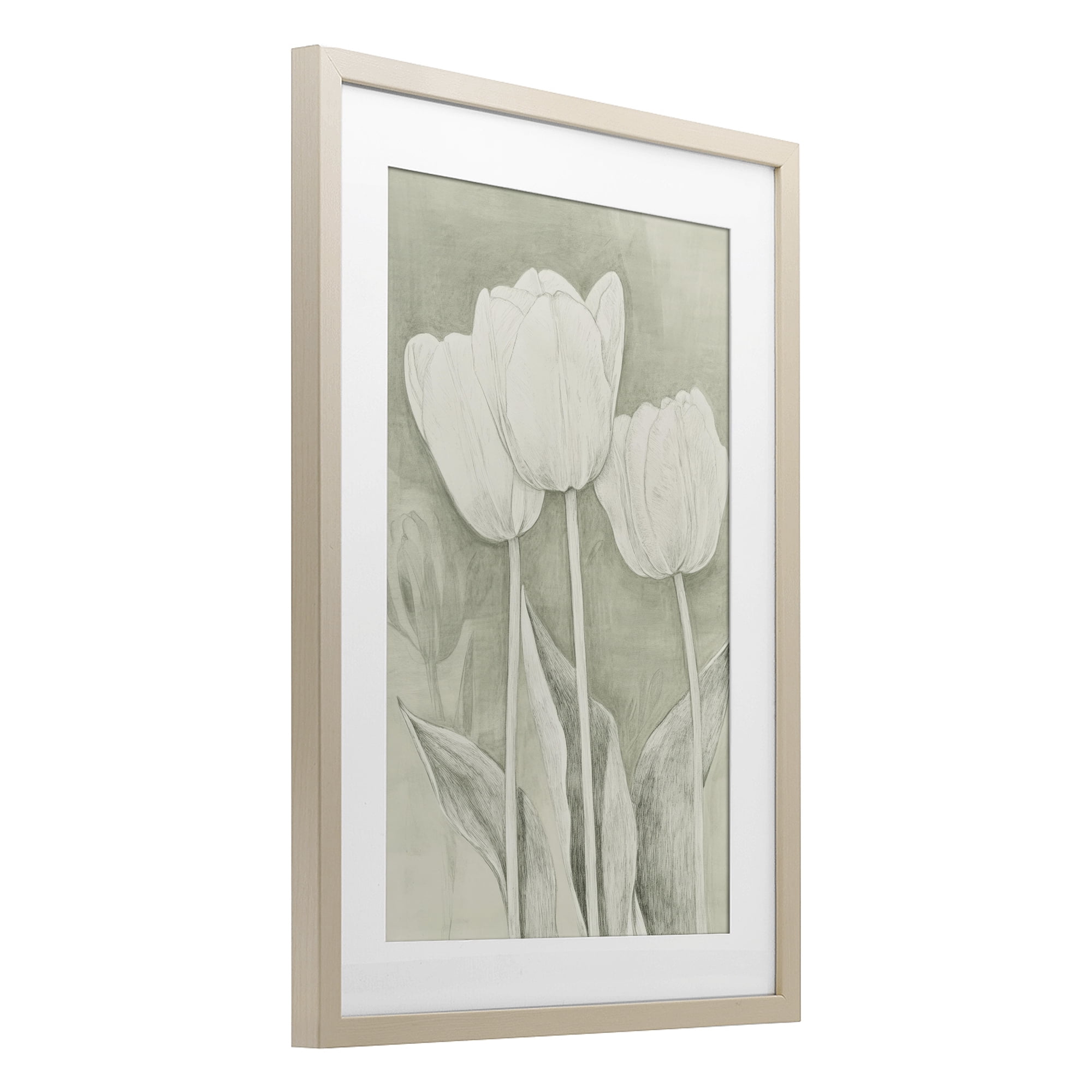 Stupell Industries Faded Tulips Pencil Sketch Birch Framed Print Under Glass, design by Petal Prints Design