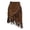 Brown, variant on ZHOGXU Vintage Boho Midi Skirts For Womens Solid Color Fall Winter Mid Waist A Line Fringe Trim Asymmetrical Hem Party Club Wear