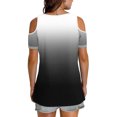 thumbnail image 4 of Cavosen Women Short Sleeve T Shirts Tops Summer Off Shoulder Sleeve Dressy Blouse Pullover Tunic V Neck Casual Loose T Shirts Gradient Trendy Tees Vacation Shirts Black S, 4 of 6