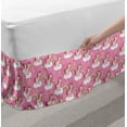 thumbnail image 2 of Nursery Bed Skirt, Unicorns Standing Clouds Rainbows and Stars on a Pink Skyline Print, Elastic Bedskirt Dust Ruffle Wrap Around for Bedding Decor, 4 Sizes, Pink Yellow White, by Ambesonne, 2 of 2
