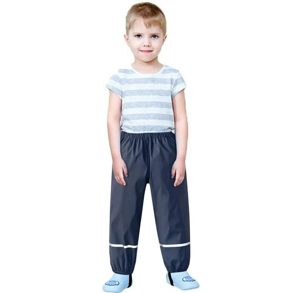 SELONE Toddler Rain Pants Kids Rainwear 2-12T Breathable Long Pant Children’s Kids Rain Dungarees Mud Trousers Waterproof For Girls Boys for Rainy Days Black S