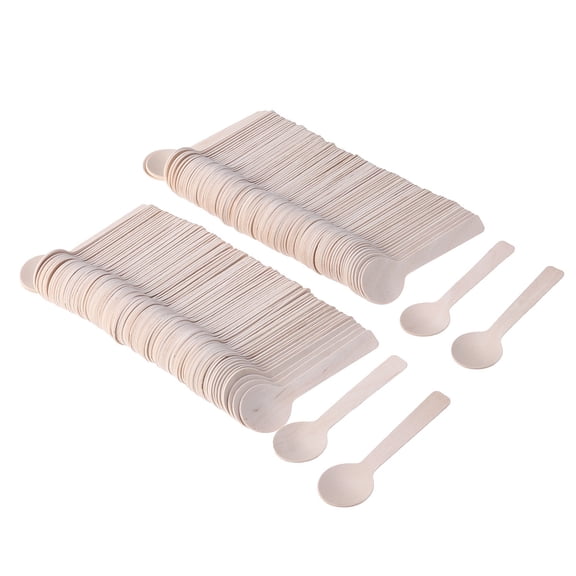 LABSERRON Small Appetizer Spoons Wood Beige 200Pcs for Birthday Party