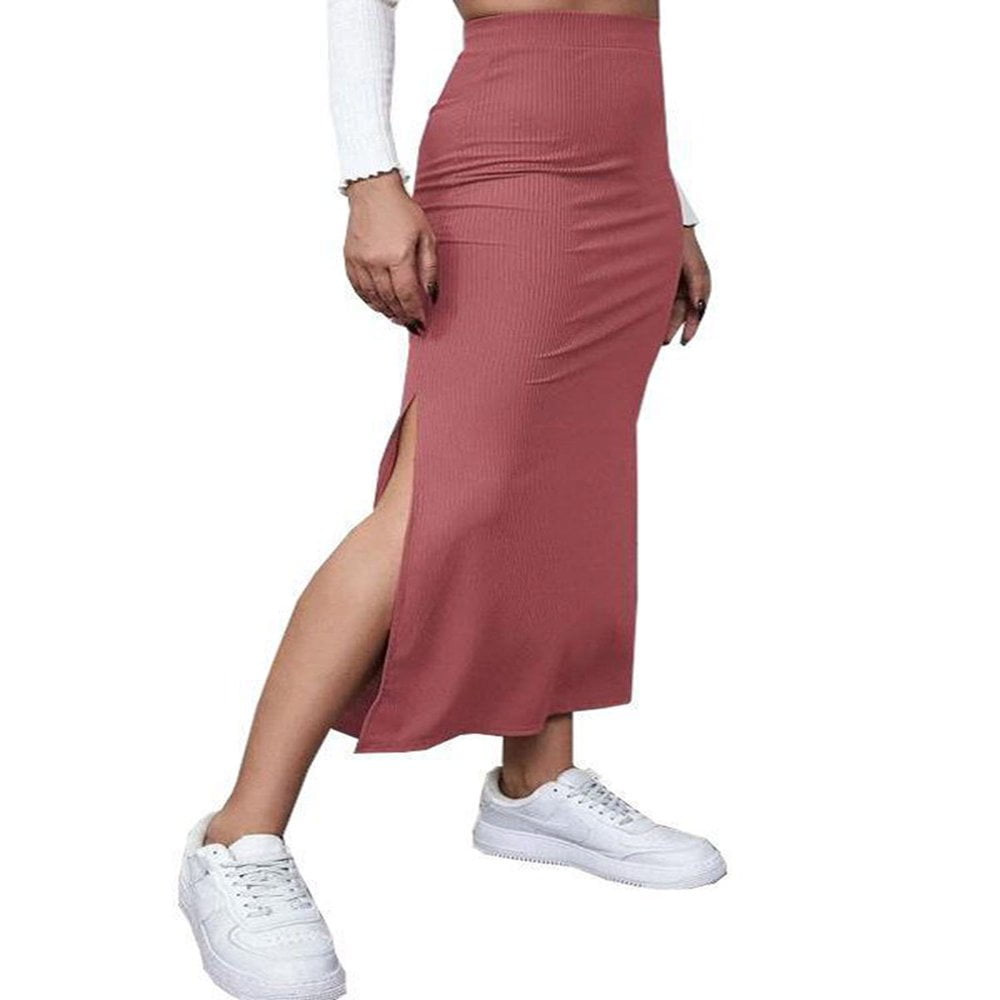 High waisted ribbed skirt discount