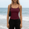 thumbnail image 5 of Going out Tops for Women Camisole Tops Slim Fitted Spaghetti Strap Low Cut Square Neck Summer Tank Top Tees Wine S, 5 of 5