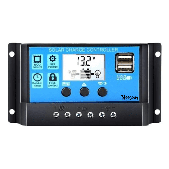 Controlador De Carga Solar Bloosom 12v/24v 30a Pwm Negro con Azul