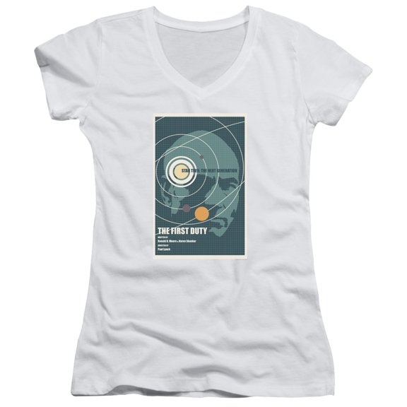 Star Trek Tng Season 5 Episode 19 Junior Women's V-Neck T-Shirt White