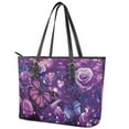 thumbnail image 3 of ZUXONGSY Roses Butterfly Print Top Handle Bag for Women PU Leather Top Handle Tote Bag Portable Satchel Handbags with Zippered for Shopping Work, 3 of 5
