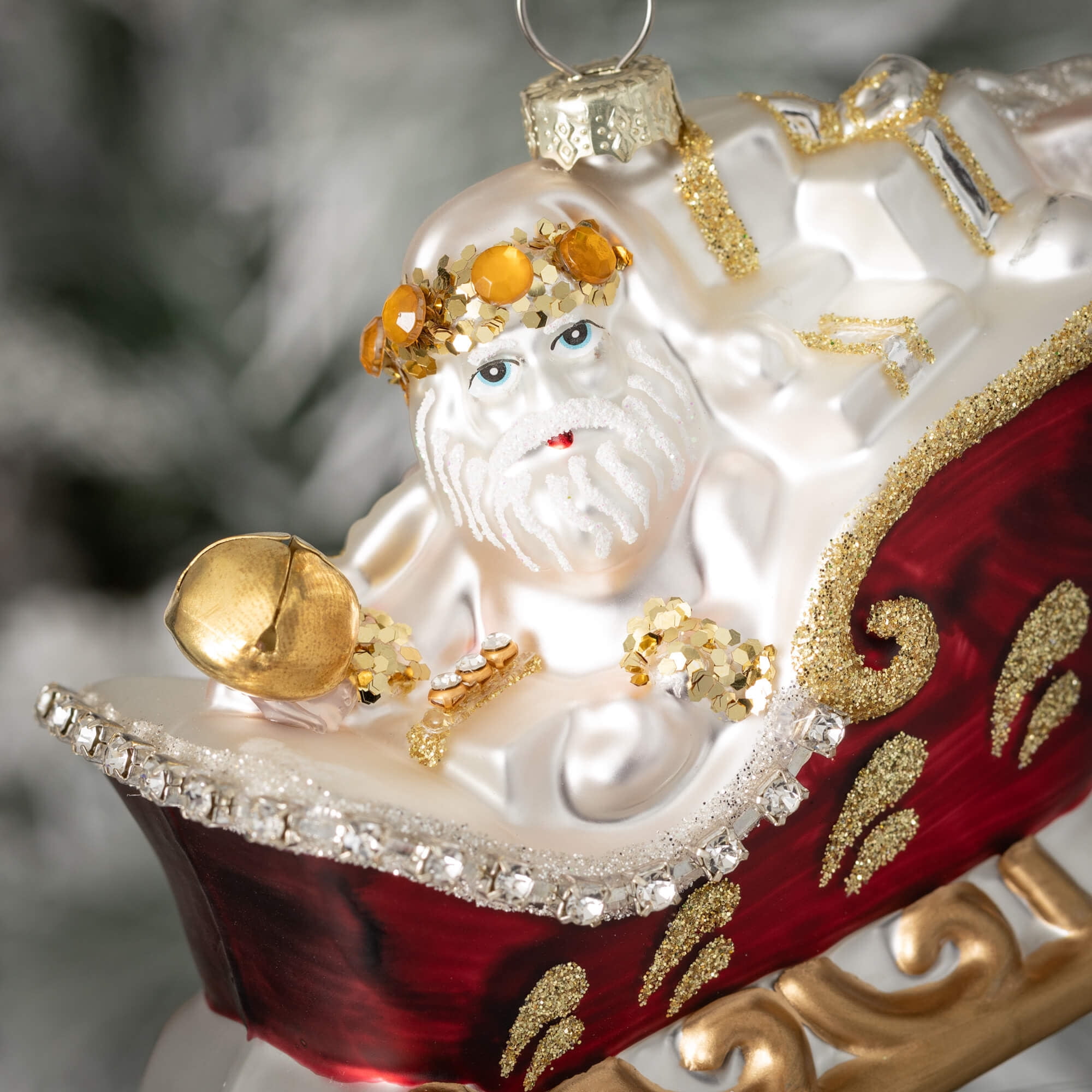 3.75"H Sullivans Santa In Sleigh Glass Christmas Ornament, Multicolor