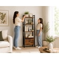 thumbnail image 2 of Librero de 5 Niveles con Cajón, Estantería de Madera y Estructura de Metal, Estilo Rústico, Organizador para Sala, Oficina y Dormitorio, Mueble de Almacenamiento y Decoración, 2 of 9