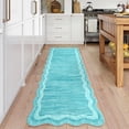 thumbnail image 3 of 2x6 Washable Runner Rugs for Hallway Non Slip Kitchen Runner Rug with Rubber Backing, Modern Low Pile Scalloped Stain Resistant & Non-Shedding Rug Soft Indoor Carpet, Blue Green, 3 of 9