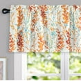 thumbnail image 2 of DriftAway Heather Valance for Kitchen Windows Living Room Bathroom Thermal Insulated Farmhouse Rod Pocket Window Valances with Floral Botanical Patterns 52Wx18L Burnt Orange Aqua 1 Pack, 2 of 8