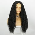 thumbnail image 4 of African Human Hair Wigs Long Straight Lace Front Wig Natural Medium Parted Synthetic Fiber Headpiece, 4 of 8