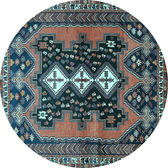 Ahgly Company Indoor Round Persian Light Blue Traditional Area Rugs, 7' Round