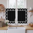 thumbnail image 2 of Black Morocco Kitchen Curtains 45 Inch Length, Modern Tile Geometric Middle Century Tiers Curtains for Bathroom Bedroom Cafe, Light Filtering Small Window Treatment Short Drapes 2 Panels 42"Wx45"L, 2 of 4