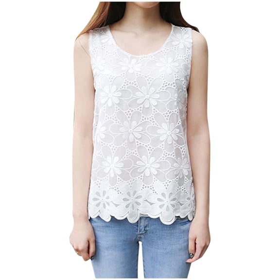 DHFJKG Camisole Tops For Women Tank Shirt Sleeveless Summer Floral Fashion Casual Sleeveless Crewneck Lace Clothes Trendy Top