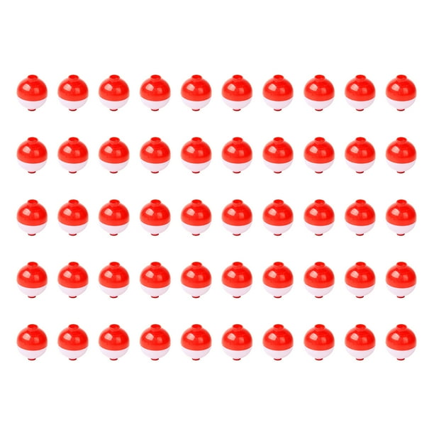 Bomber 50 Uds. Bobbers de pesca de 1 pulgada, flotador a presión, Bobbers rojos y blancos, botón pulsador, boya redonda, flotadores, aparejos de pesca