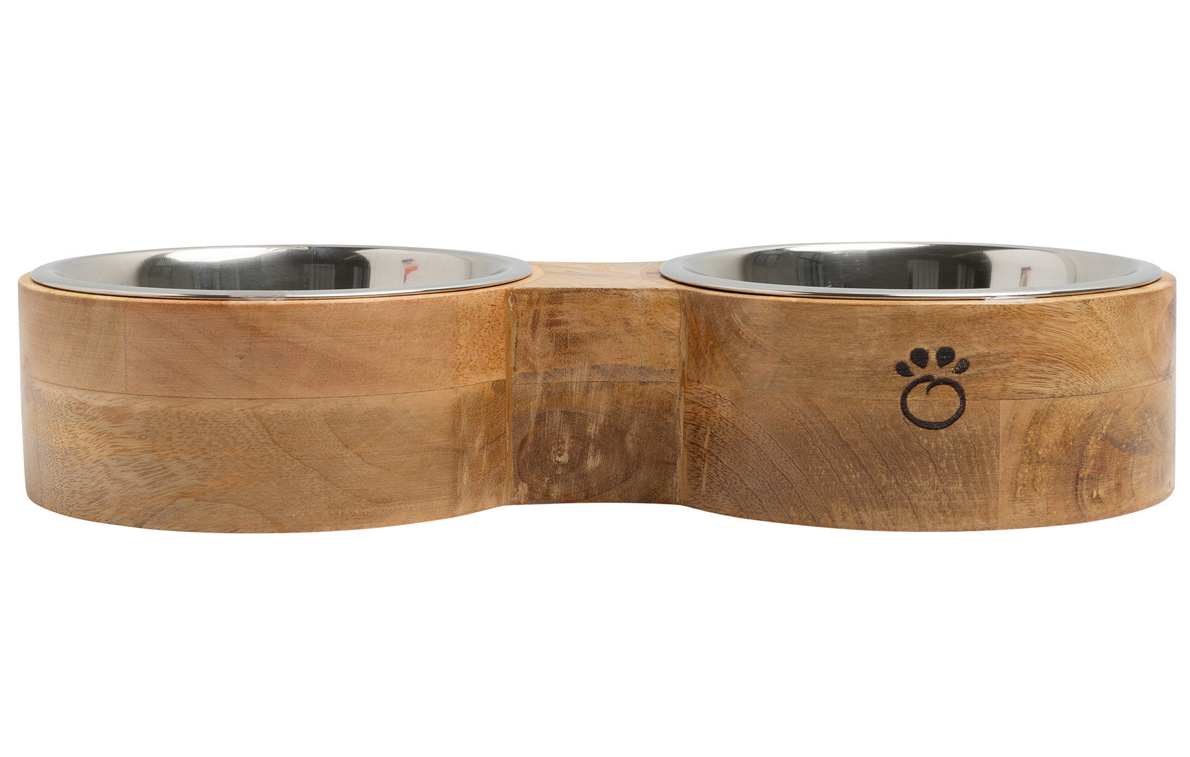 GF Pet Handmade Dog Bowl Feeder Mango Wood Elevated Removable Stainless Steel Insert for Small Medium Large Dogs, M