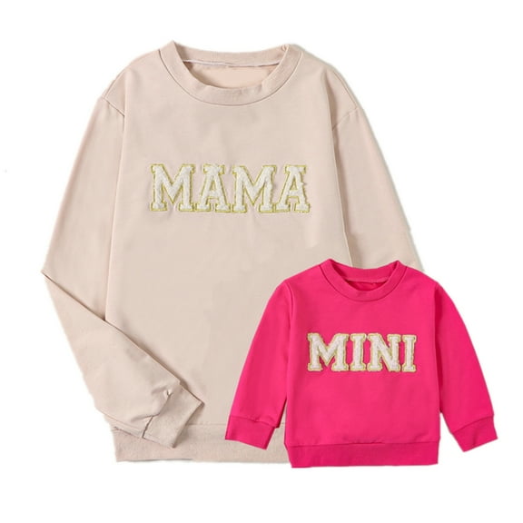 Okbabeha Mommy and Me Matching Outfits Family  Mama Mini Baby Girl Boy Women Sweatshirt Shirt Long Sleeve Pullover Sweater Tops