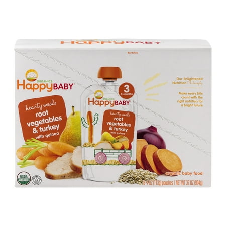 HappyBaby Organics Baby Food Hearty Meals 3 Root Vegetables & Turkey - 8 CT4.0 OZ
