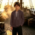 thumbnail image 3 of LYHaoo Boys Long Sleeve Shirt Kids Classic Lace up Theme Tops(13-14 Years), 3 of 7