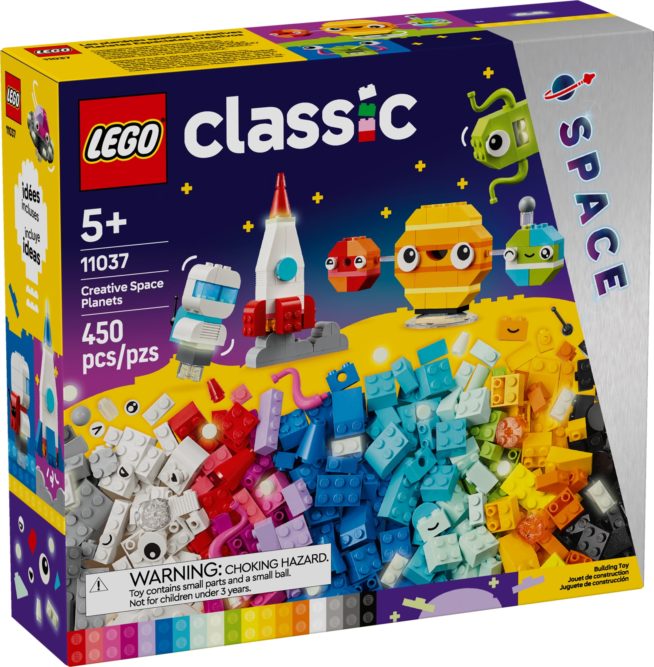 LEGO Classic Creative Space Planets Buildable Solar System, Creative Learning Toy with Alien, Rocket Ship, and Glow in the Dark Bricks, 11037