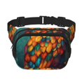thumbnail image 1 of Fotbe Colorful Owl Forest Cangurera Cuadrada con Estampado de Doble Capa, Bolsa de Cintura Ajustable Mini para Hombres y Mujeres, 1 of 9