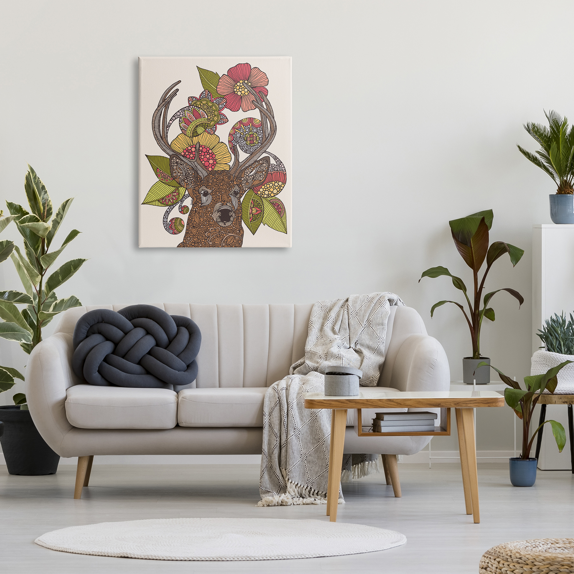 Stupell Industries Detailed Deer Wild Floral Blossoms Mandala Fractals Graphic Art Gallery Wrapped Canvas Print Wall Art, Design by Valentina Harper