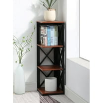 Convenience Concepts Oxford 3 Tier Corner Bookcase, Cherry/Black