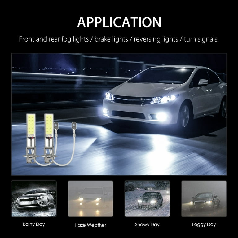 SNGL H3 LED Fog Light Bulb 6000k Xenon White Extremely Bright High Power H3  LED Bulbs for DRL or Fog Light Lamp Replacement : : Car & Motorbike
