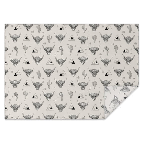 Highland Cow Cactus Triangle Pattern Rectangle Tablecloth 60"x84",Waterproof Polyester Rectangle Table Cloth, Wipeable Spillproof Polyester Tablecloth for Dining, Camping, Indoor and Outdoor