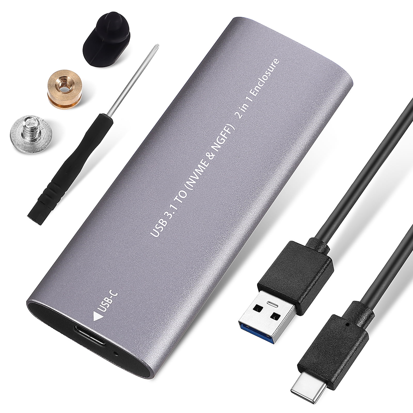 Shisuyan Portable External Hard Disk Dual Protocol Type-C 3.1 Small Mobile Solid State Drive with Date Cable