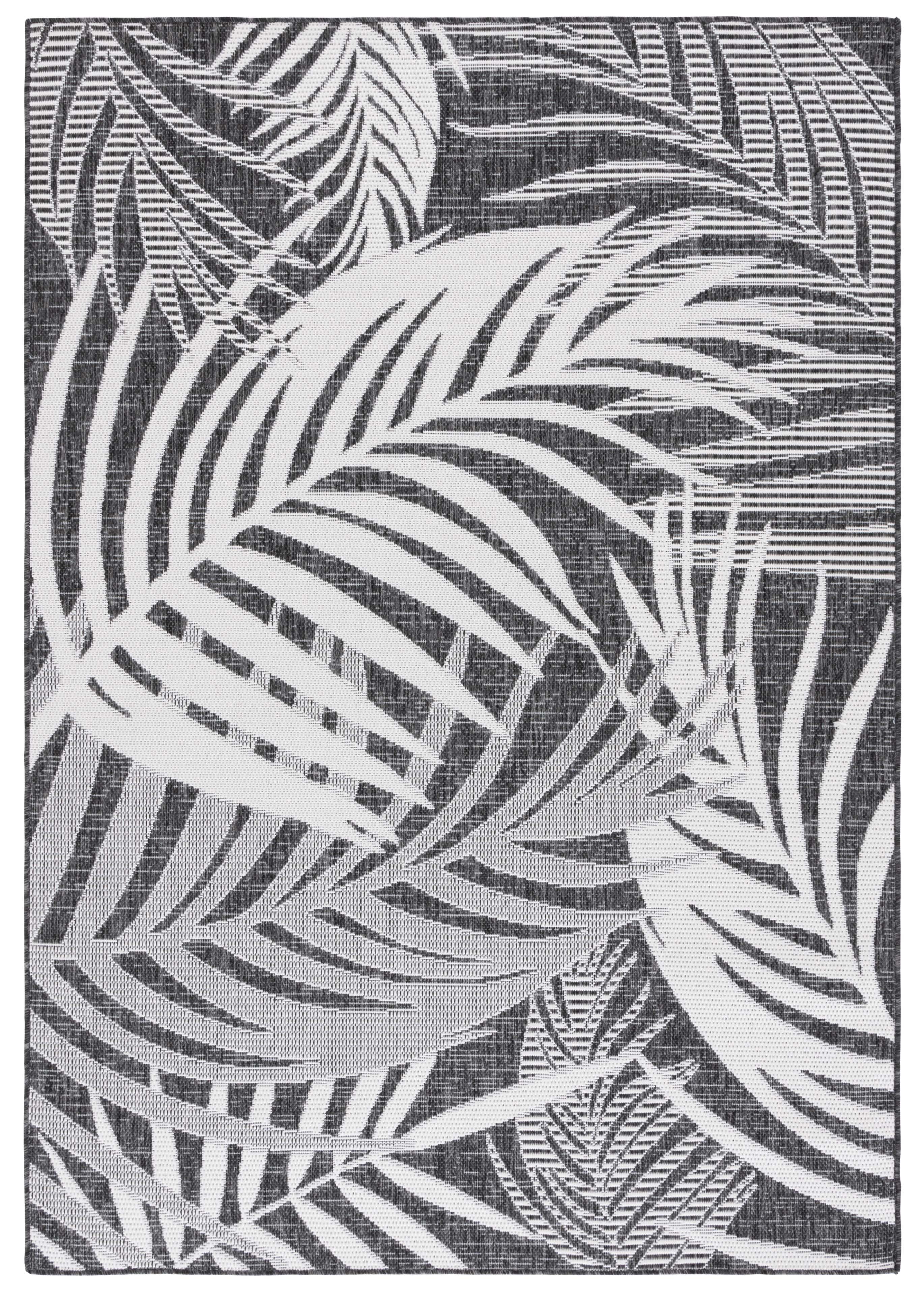 SAFAVIEH Beach House Kaeden Botanical Indoor/Outdoor Area Rug, Charcoal/Ivory, 9' x 12'