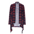 thumbnail image 6 of Unique Bargains Women's Plaid Asymmetric Kimono Open Front Loose Cardigan, 6 of 7