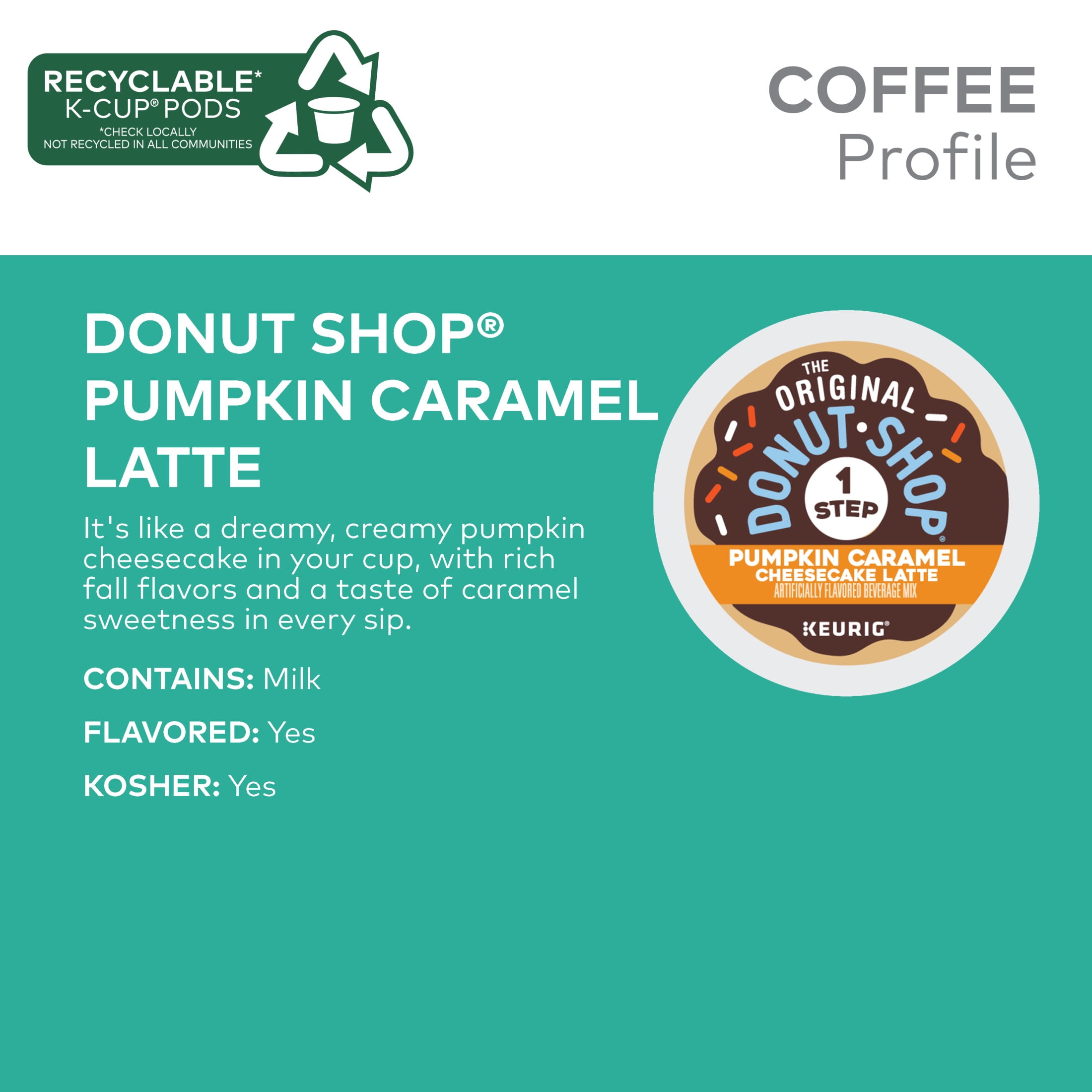The Original Donut Shop, Pumpkin Caramel Cheesecake Latte K-Cup Coffee Pods, 10 Count