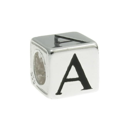 Sterling Silver Monkey Charm - Queenberry Sterling Silver Cube Letter A European Style Bead Charm Fits Pandora