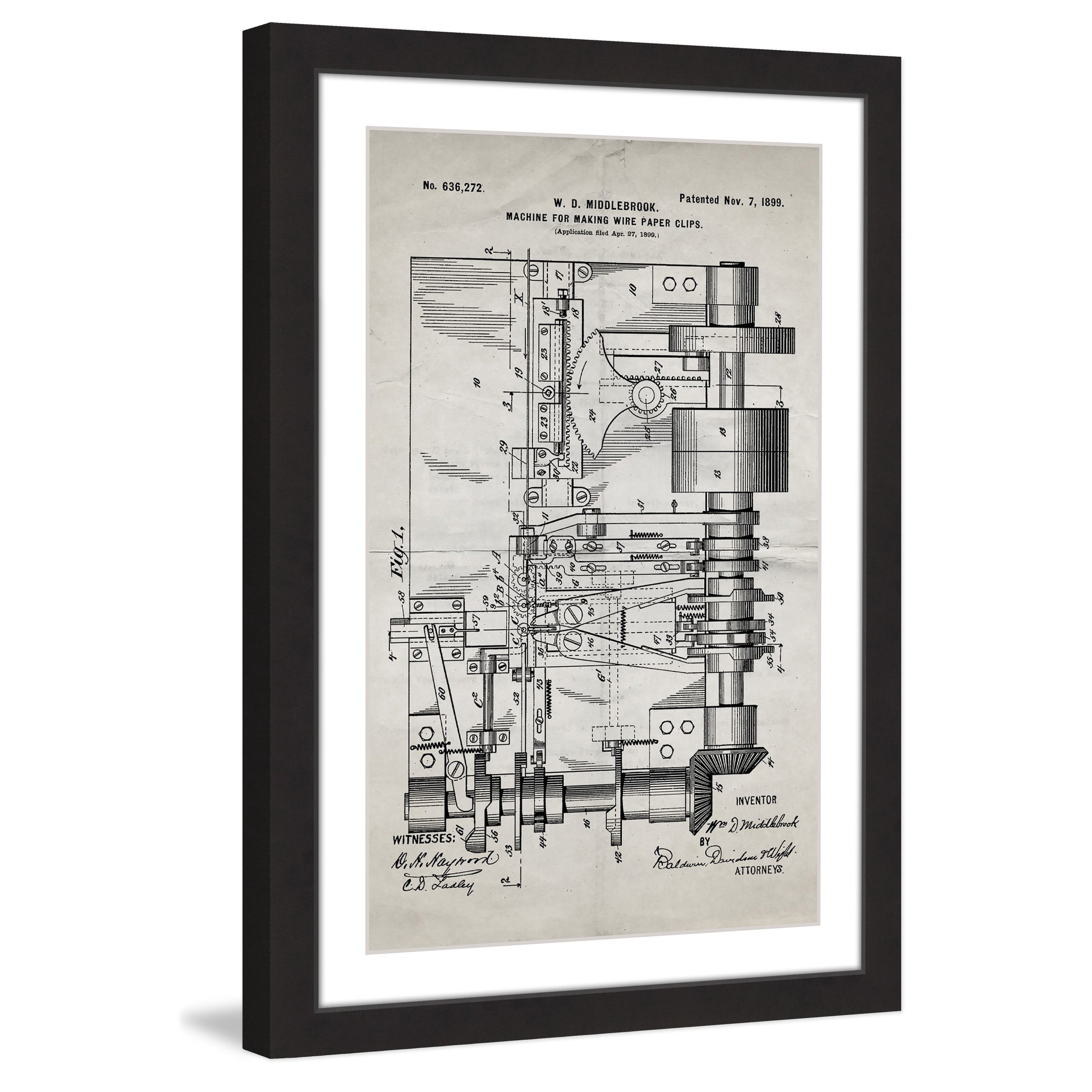 "Paper Clip 1899 Old Paper" Framed Painting Print