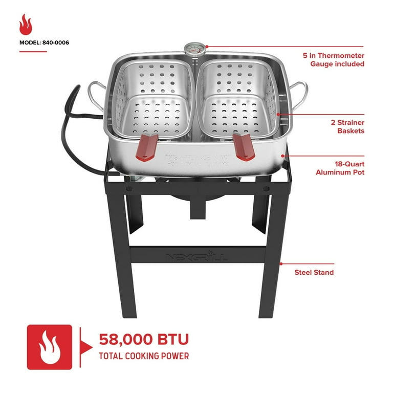 Nexgrill 18 Qt. Propane Fish Fryer, Outdoor Use, Double