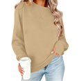 thumbnail image 2 of THNCYX Womens Crew Neck Long Sleeve Sweatshirt with Thumb Holes Solid Color Soft Casual Pullover Top for Everyday Comfort Wear S-2XL, 2 of 6
