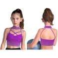 thumbnail image 5 of TiaoBug Kids Girls Dance Crop Top Sleeveless Cutout Shiny Rhinestone Gymnastics Sports Athletic Tank Top Purple 8, 5 of 6