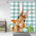 thumbnail image 2 of Easter Shower Curtain Bunny Rabbit Carrot Shower Curtains for Bathroom Decor Water Color Stripe Bath Curtains Sets for Spring Easter Bathroom Decor Fabric Waterproof Standard 72" X 72", 2 of 6