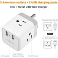 thumbnail image 2 of US to UK Plug Adapter, Type G UK Travel Plug Adapter, Ireland Scotland Dubai Power Adaptor with 3 Outlets and 2 USB Ports, USA to England London British Qatar Kenya Outlet, 2 of 9
