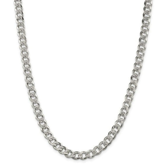 Auriga Fine Jewelry 925 Sterling Silver 7.5 mm Pav‚ Curb Chain Necklace for Men 18"