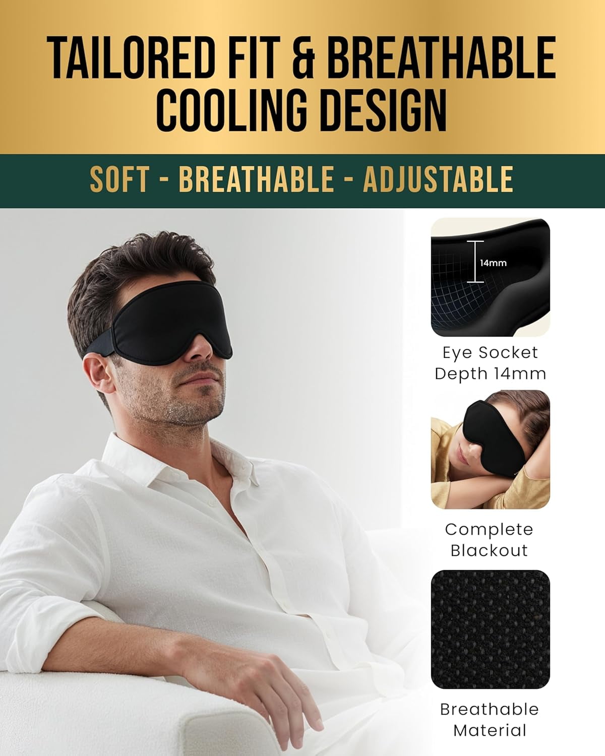 MagnetRX® Magnetic Sleeping Mask – Effective Magnetic Sleep Masks for Men & Women with 11 Neodymium Magnets – 100% Blackout Sleep Mask for Deep Relaxation, Travel & Meditation