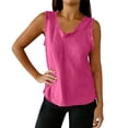 thumbnail image 6 of Women Linen Tank Top, Round Neck Sleeveless T-Shirt, Lightweight Casual Solid Color Summer Tanks Pinky XXL, 6 of 8