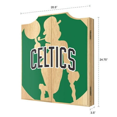 Boston Celtics NBA Fade Dart Cabinet Set with Darts and Board - Green, Black, White