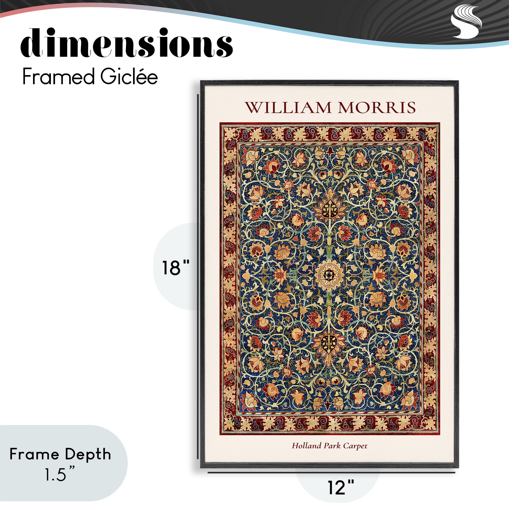 Stupell Industries Holland Park William Morris Design Black Framed Giclee Art, design by Vintage Hustle