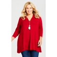 thumbnail image 1 of Avenue Women's Plus Size Newport Longline Top V-Neck 3/4 Sleeves Hip Length Stretch, 1 of 4