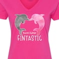 thumbnail image 4 of Inktastic You're Flippin' Fintastic Dolphins Women's V-Neck T-Shirt, 4 of 5