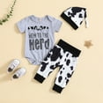 thumbnail image 2 of Gerichy Toddler Baby Boy Clothes Fall Winter Outfit, Toddler Boys Short Sleeve Letter Cow Prints Tops And Pants Child Kids 2PCS Set Outfits Kids Clothese, 2 of 4